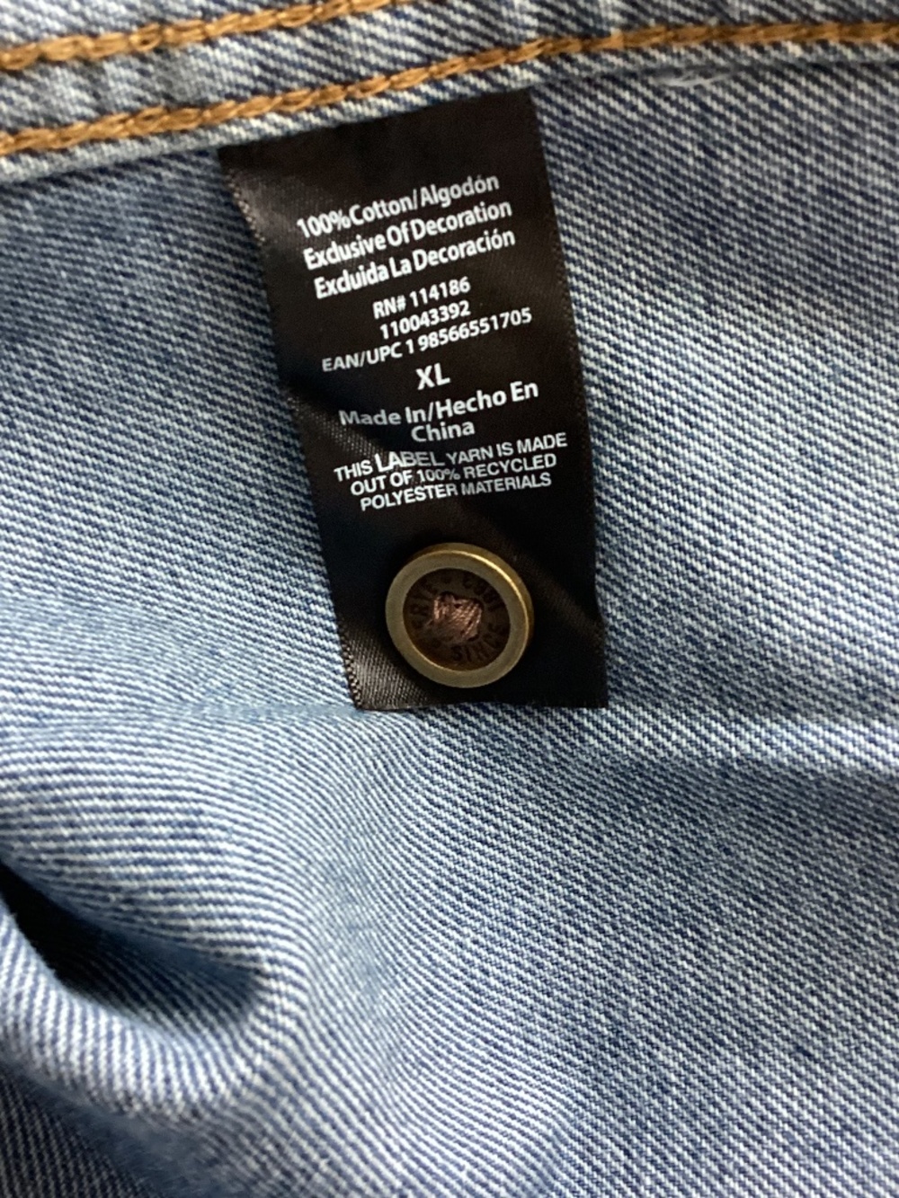 NWT FRYE MEN'S XL BARN SHACKET DENIM MEDIUM WASH WITH CORDUROY COLLAR - Picture 7 of 8